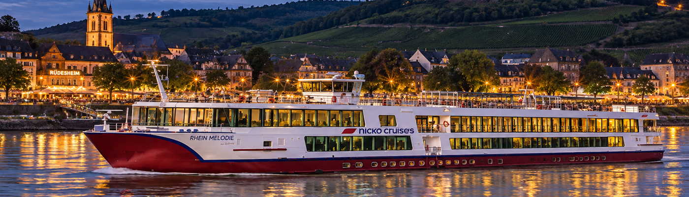 Flusskreuzfahrten Rhein Melodie im Abendlicht